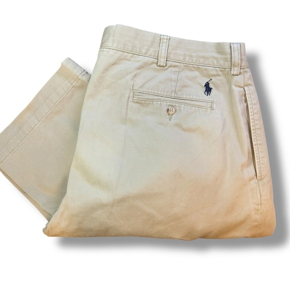 Vintage 90 Polo Ralph Lauren Chino Pants Men 42x30 Khaki Tan Pleated Classic Fit